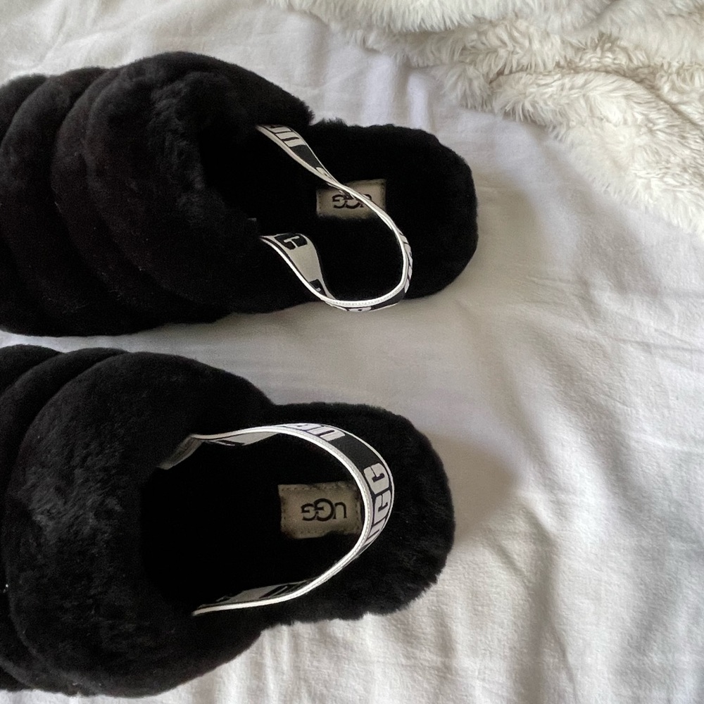 Ugg nwot black fur slang back slippers - Picture 4 of 10